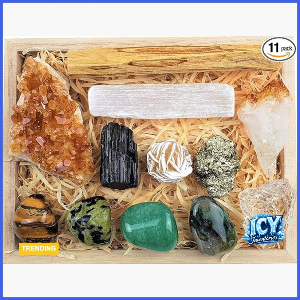 Healing Crystals Set with Wooden Box Chakra Stones Kit